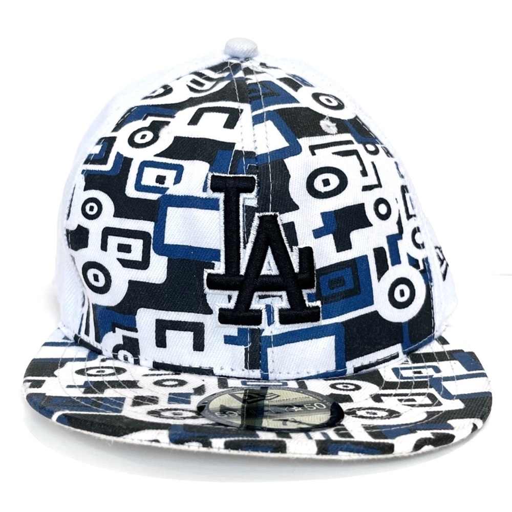 New Era Major League Baseball MLB Flat Rim Cap Hat 59 Fifty 7 1/2 White Blue